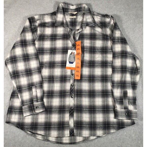 Weatherproof Vintage Ladies' XXL Long Sleeve Flannel Shirt Black/White Plaid - Picture 3 of 15